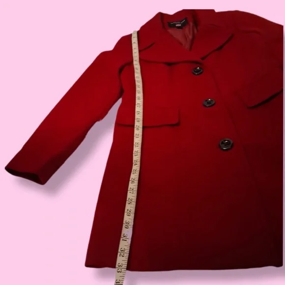 LONDON FOG Red Peacoat NWT Women's Medium Wool Coat Single-Breasted Jacket New - Picture 8 of 15